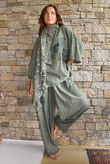 Lindin Linen Blend Crochet Flower Top Washed Khaki